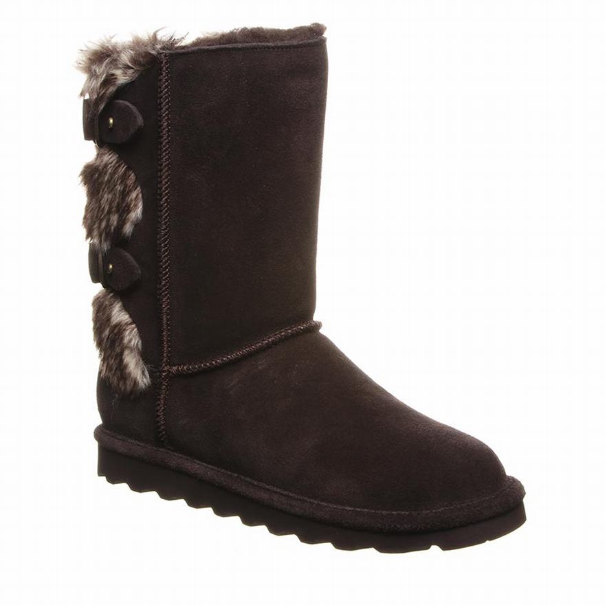 Bearpaw Eloise Wide Short Boots UK - Women's Boots Chocolate ||CJFBYZ-681||